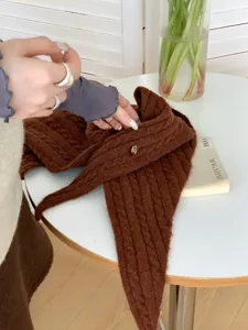 Wollmischung Zopfmuster Dreiecksschal Damen Herbst Winter warmer Halswärmer Schultertuch