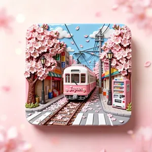 Roze Sakura Tram Platte Acryl Koelkastmagneet Japan Reissouvenir Decoratieve Sticker Voor Thuis Keuken Kantoor Cadeau