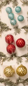 Bola de Navidad decorativa con diseño de diamante colgante con caja de embalaje transparente.