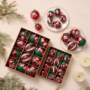 Polystyrol Weihnachtskugeln Bemalt Glitzernd Glänzend Hängende Dekorationsbälle Für Baum Party Festlich Vintage Stil Feiertag Haus Dekoration