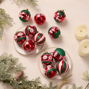 12 Stk. Christbaumkugeln Set glitzernd bemalt Weihnachtskugeln für Weihnachtsbaum Deko