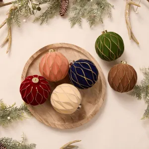 Palline di Natale Floccate Extra Grandi Ornamenti da Appendere per Albero di Natale Set di Sfere in Velluto Per Festa