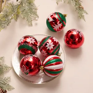 12er Set rot gruen weisse Glitzer Weihnachtsbaumkugeln festliche Haengend Dekoration
