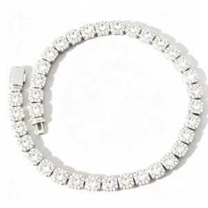 Collier tennis carré en zircone cubique glacé hip-hop pour hommes et femmes bijoux de rue