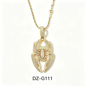 Hip Hop Copper Zirconia Spider Pendant Necklace Men Women Trendy Animal Charm Chain Fashion Jewelry Gift