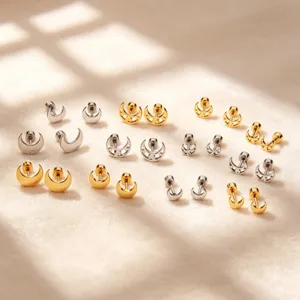 Minimaliste Acier Inoxydable Lune Boucles d'Oreilles Vis Dos Géométrique Croissant Boucles d'Oreilles Bijou Cadeau Pour Femmes