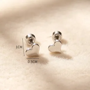 Boucles d'oreilles cœur en argent, variante minimaliste en acier titane, bijoux élégants.