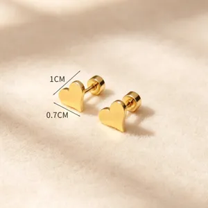 Boucles d'Oreilles Coeur Or Acier Titane Minimaliste Elégants Bijoux Variante