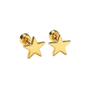 Boucles d'oreilles clous étoile dorée classique avec tiges fines pour femmes mode.