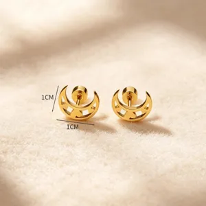 Boucles d'oreilles clous lune en acier inoxydable doré vis cartilage bijoux variante