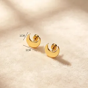 Boucles d'oreilles clous lune or en acier inoxydable bijoux cartilage vis arrière.