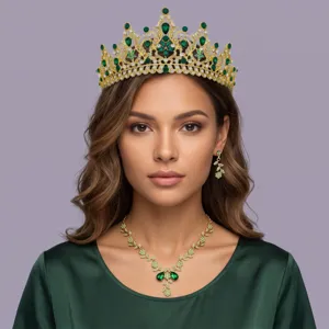 Πολυτελές Σετ Κοσμημάτων από Στρας Κορώνα Κολιέ Σκουλαρίκια για Γάμο Πάρτι Γυναίκες