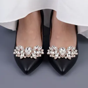Luxury Rhinestone Crystal Shoe Clips Detachable Metal Shoe Buckles For Wedding Bridal Shoes Evening Party Women Accessories