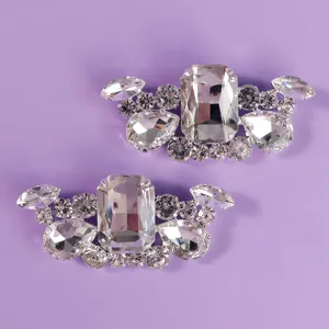 Crystal shoe clips for bridal wedding shoes, sparkling rhinestone shoe charms for party and evening.