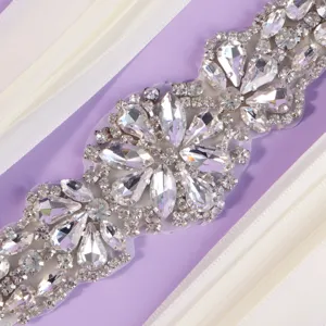 Gorgeous bridal rhinestone wedding dress belt crystal sash for evening party gowns