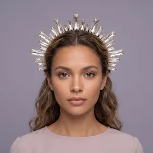 Luxury Retro Rhinestone Headband Crystal Sunburst Crown Hair Hoop Bridal Banquet Wedding Hair Accessory For Women