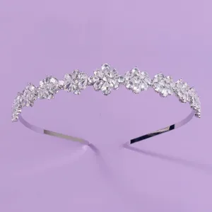 Sparkling Crystal Floral Tiara Silver Headband Elegant Hair Accessory for Women and Girls
