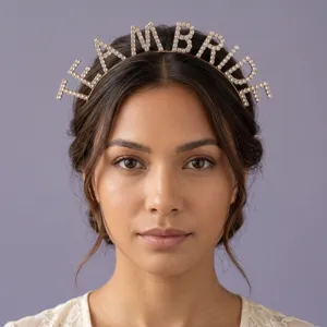Bandeau Cheveux Lettres Strass Mariée Équipe Mariée Serre-Tête Fête Mariage Accessoires Cheveux Femme