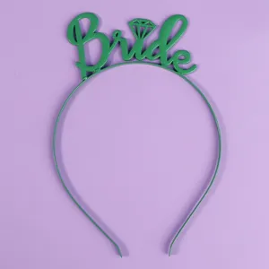 Serre-tête mariée vert lettre diamant accessoire de cheveux pour enterrement de vie de jeune fille