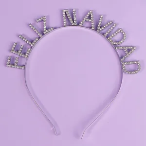 Serre-tete de fete strass Feliz Navidad brillant accessoires de cheveux metal femme