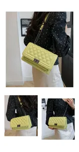 Women quilted chain shoulder bag stylish minimalist crossbody bag casual small square bag
