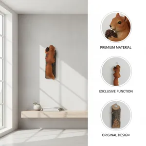 Harz Eichhörnchen Baumstamm Wandbehang Dekoration mit Zapfen für Haus und Garten neu.