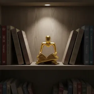 Gold abstract reading thinker resin sculpture craft for desk home study room decor shelf