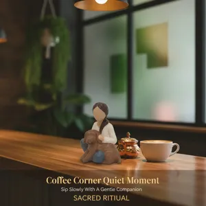 Handcrafted Resin Girl Holding Dog Figurine Tabletop Coffee Decor Home Art Ornament