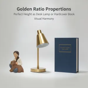 Detail shot of the resin girl hugging dog figurine, paired with desk lamp and book decor.