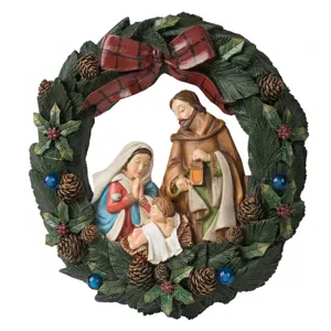 Christmas Nativity wreath resin ornament wall hanging holiday home decor festive gift