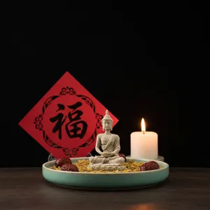 Mini resin Buddha statue zen home decor ornament peaceful tabletop sculpture for room