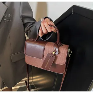 Vintage color block small handbag retro shoulder bag women trendy crossbody bag detail view