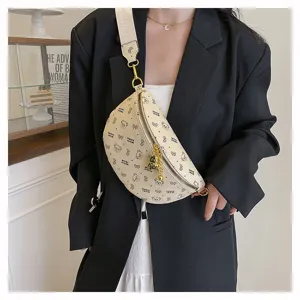 Chic fashion chest bag with cute bear print, stylish crossbody waist bag for women