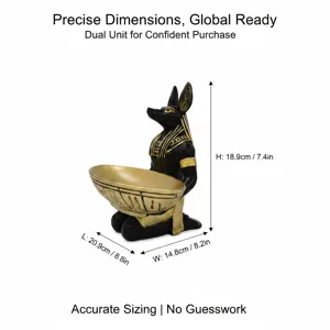 Egyptian Anubis resin statue catchall tray home decor desktop storage ornament 18.9cm