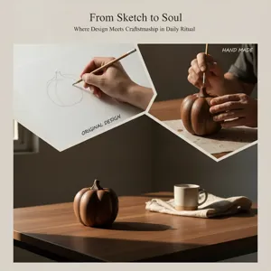 Decorative resin pumpkin tabletop ornament with wood grain finish for home and seasonal decor.