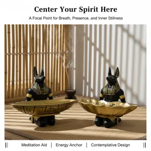 Egyptian Anubis resin tray ornament desktop storage bowl home decor meditation craft