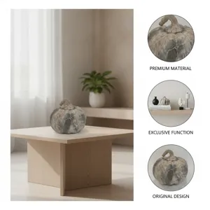Resin pumpkin ornament with marble texture, detailed view for elegant home decor style.