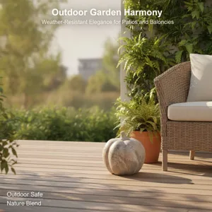 Resin pumpkin decoration ornament, weatherproof tabletop decor for outdoor patio garden.