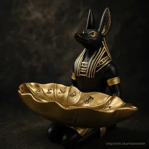 Egyptian Anubis dog resin statue tray, luxury home desktop storage and decorative craft.