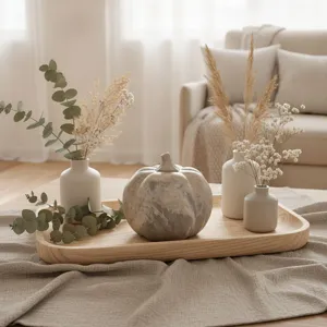 Resin pumpkin figurine tabletop decor with water transfer print craft for seasonal home interior.