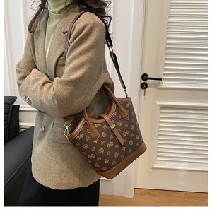 Retro women bucket bag large capacity single shoulder crossbody handbag stylish daily wear spring bag