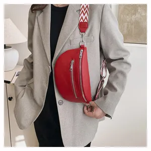 Sac dumpling rouge pour femme sac de selle vintage sac de poitrine avec large sangle