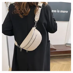 Sac bandoulière tendance pour femme style boulette avec large sangle, sac de poitrine rétro.