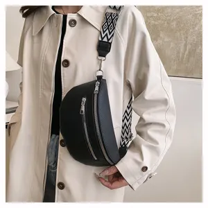 Femme mode noir boulette sac de poitrine decontractee large sangle sac bandouliere