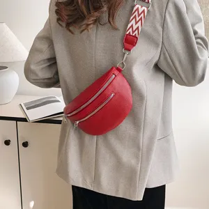 Sac bandouline femme rouge sac de poitrine dumpling sac epaule avec sangle large chic