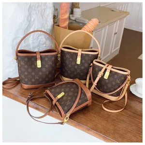Stylish printed bucket bag retro luxury handbag women casual daily crossbody shoulder bag