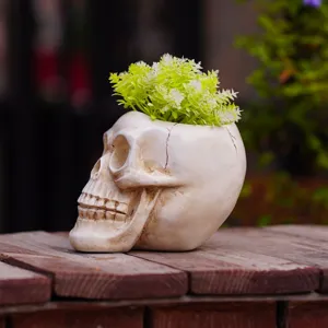 Gothische Hars Schedel Bloempot Skelet Hoofd Halloween Decoratie Mystery Escape Room Desktop Ornament