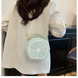 Borsa a tracolla carina a forma di limone verde menta borsa rotonda donna estate elegante