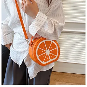 Carina borsa a tracolla a forma di arancia per donna, elegante borsa rotonda in ecopelle.
