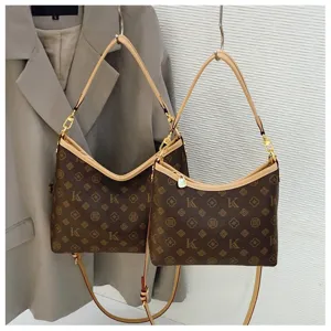 Luxury style monogram shoulder bag for women, large capacity crossbody commuter tote.